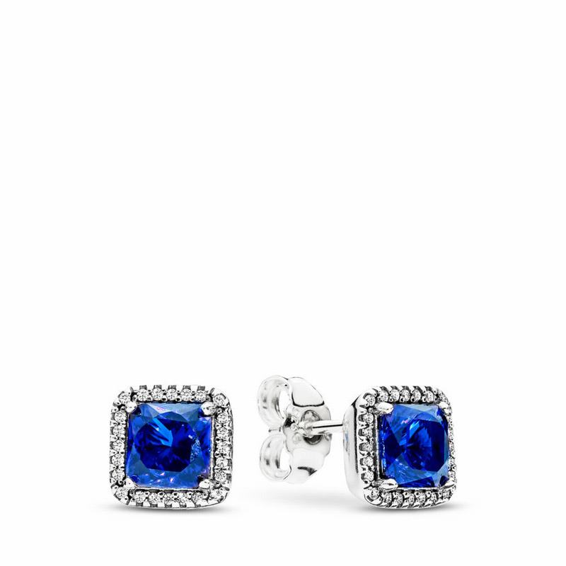 Pandora Timeless Elegance Stud Earrings - Sterling Silver/Blue/Mixed Stones/Cubic Zirconia - Canada